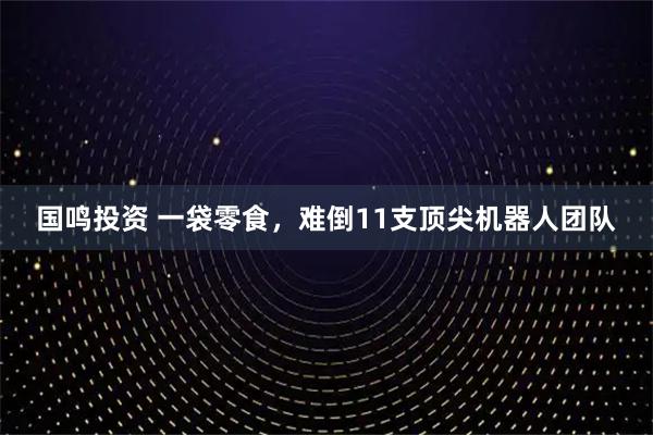 国鸣投资 一袋零食，难倒11支顶尖机器人团队